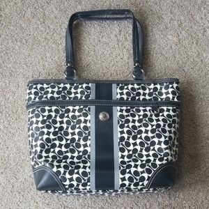 Black and white coach purse